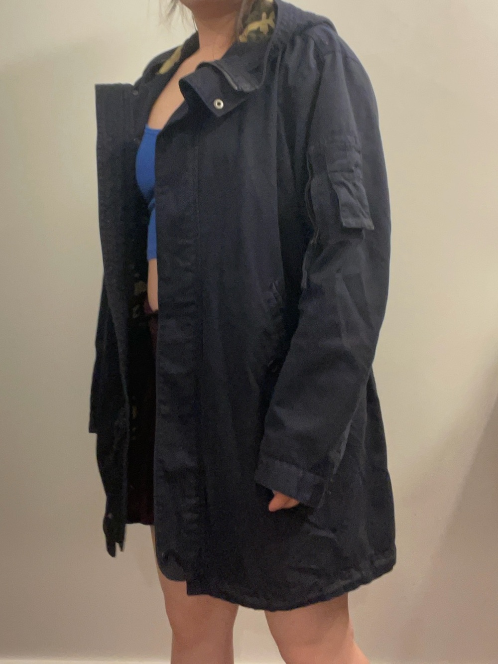 Vince Navy Utility Field Jacket with Subtle Camo Trim